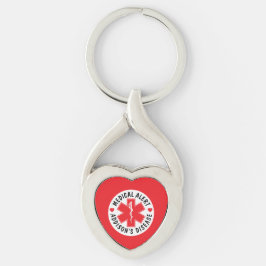 Medicinsk varning Addisons sjukdom - Anpassad Twisted Heart Silverfärgad Nyckelring