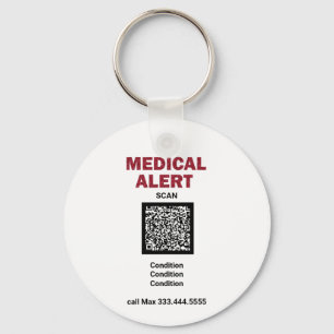 *~* Medicinsk varning AP38 QR ICE-nyckelkedja Nyckelring