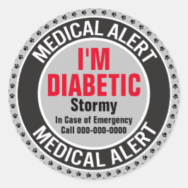 Medicinsk varning för diabetespatienter i Hund i F Runt Klistermärke