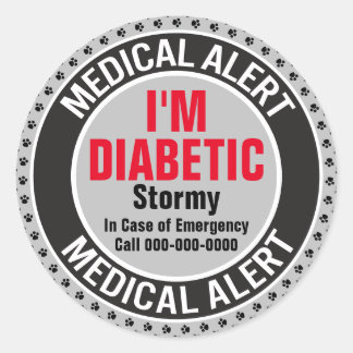 Medicinsk varning för diabetespatienter i Hund i F Runt Klistermärke