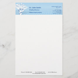 Medicinsk Vit 3D Caduceus Blå Design Brevpapper