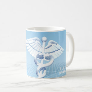 Medicinsk vit 3D Caduceus Blue Design Kaffemugg
