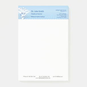 Medicinsk vit 3D Caduceus Blue Design Post-it Block