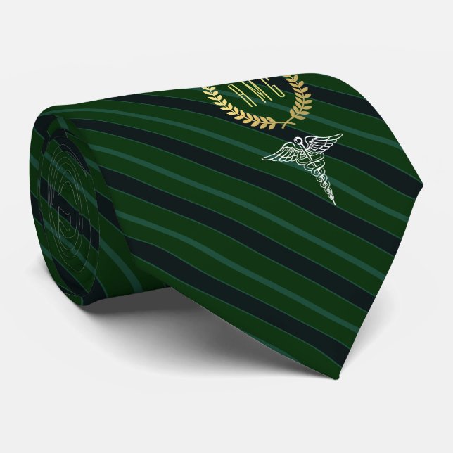 Medicinsk yrkesmässig Monogrammed grönt Slips (Rullad)