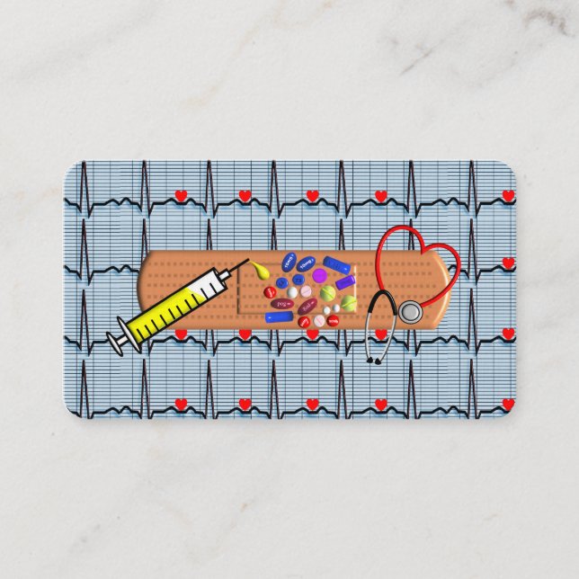 Medicinska Affärskort EKG-remsor Visitkort (Framsida)