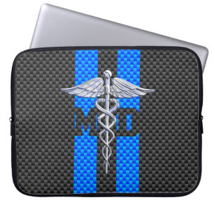 Medicinska Doktor MD Caduceus på Blue Rand Laptop Sleeve