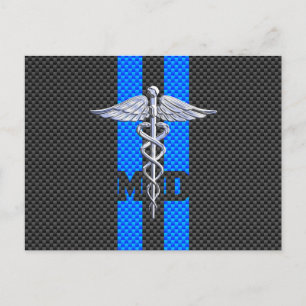 Medicinska Doktor MD Caduceus på kolfiber Stil Vykort
