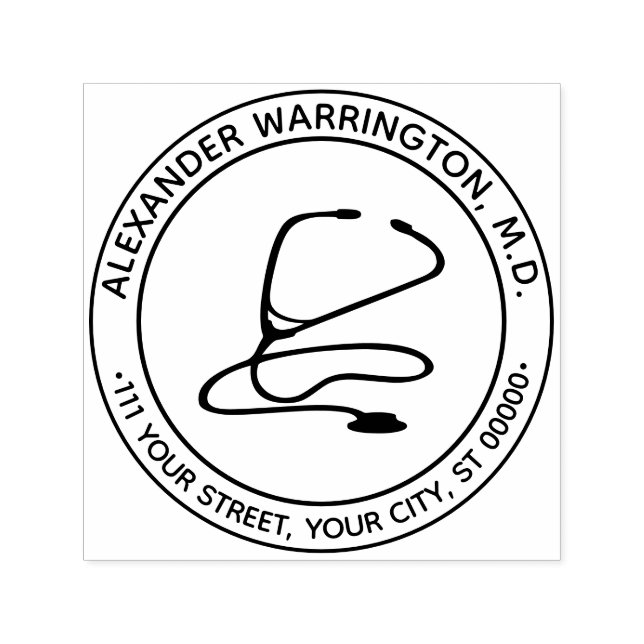 Medicinska Doktor Nurse Stethoscope Namn Adress Självfärgande Stämpel (Design)