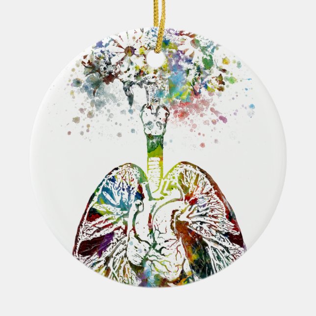 Medicinska gåvor hjärta och Lungsmotiv Julgransprydnad Keramik (Framsidan)