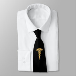 Medicinska Golden Caduceus på Black Neck Tie Slips