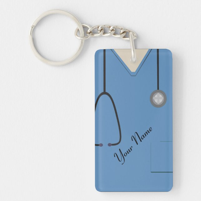 Medicinska krubbar Nurse Doktor Blue Anpassningsba Nyckelring (Framsidan)