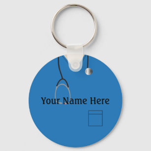 Medicinska krubbar Nurse Doktor Blue Button Keycha Nyckelring