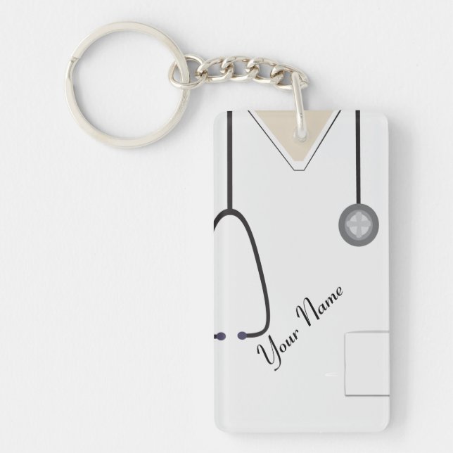 Medicinska krubbar Nurse Doktor Steth White Acryli Nyckelring (Framsidan)