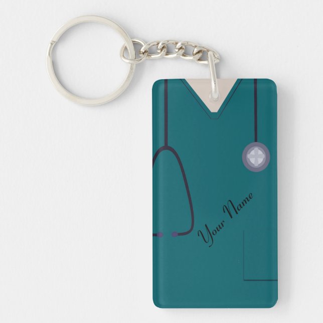 Medicinska krubbar Nurse Teal Anpassningsbar Akryl Nyckelring (Framsidan)