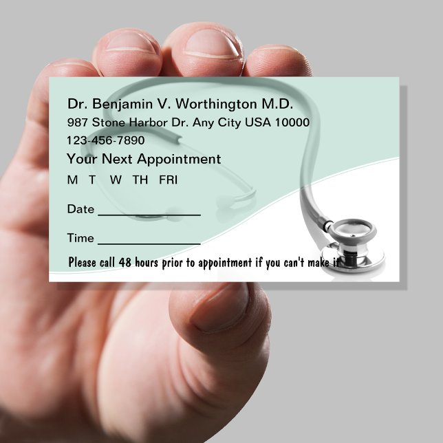 Medicinska möteskort tidsbeställning kort (medical office appointment cards)