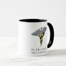 Medicinska Silver Caduceus Black Guld Mugg