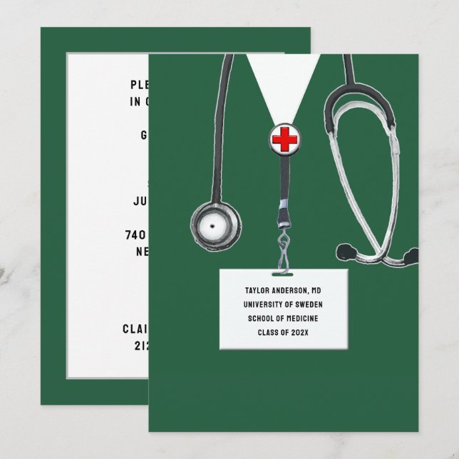 Medicinska Skolans Avslutningsfest Inbjudningar (Fram/baksida)