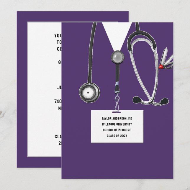 Medicinska Skolans Examenfest Inbjudningar (Fram/baksida)
