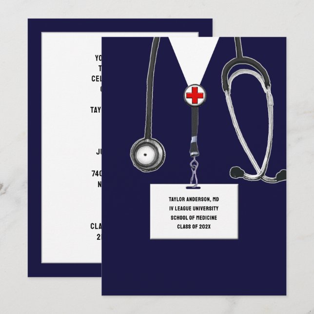 Medicinska Skolans Examenfest Inbjudningar (Fram/baksida)