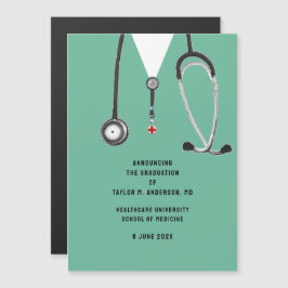 Medicinska skolans examensfirande magnetisk inbjudningskort