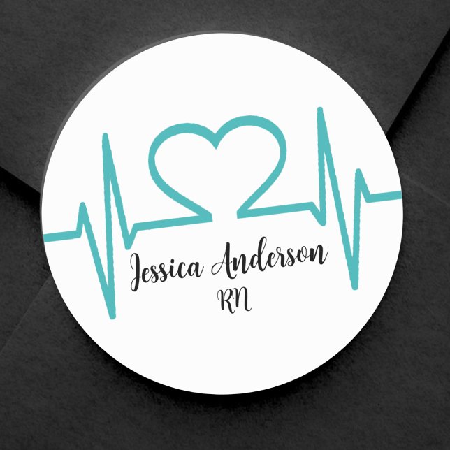 Medicinska Studentbalen Runt Klistermärke (Heart Beat EKG Line Nursing Doctor Medical Classic Round Sticker)