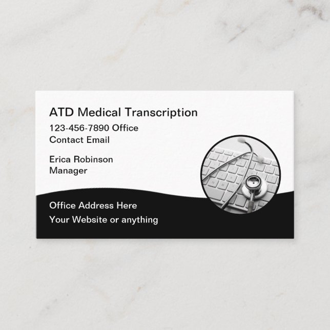 Medicinska transkriptionstjänster moderna  visitkort (Framsida)