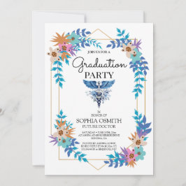 Medicinska Utexaminationsfest Invitation | Floral Inbjudningar