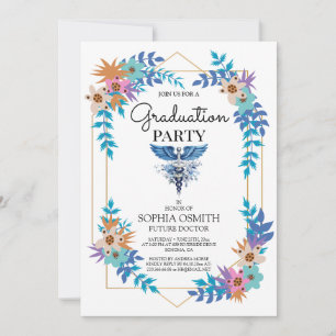 Medicinska Utexaminationsfest Invitation   Floral  Inbjudningar