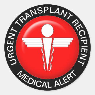 Medicinska varningsskyltar - transplantationsmotta runt klistermärke