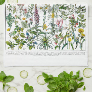 Medicinska växter och blommor av Adolphe Millot Kökshandduk