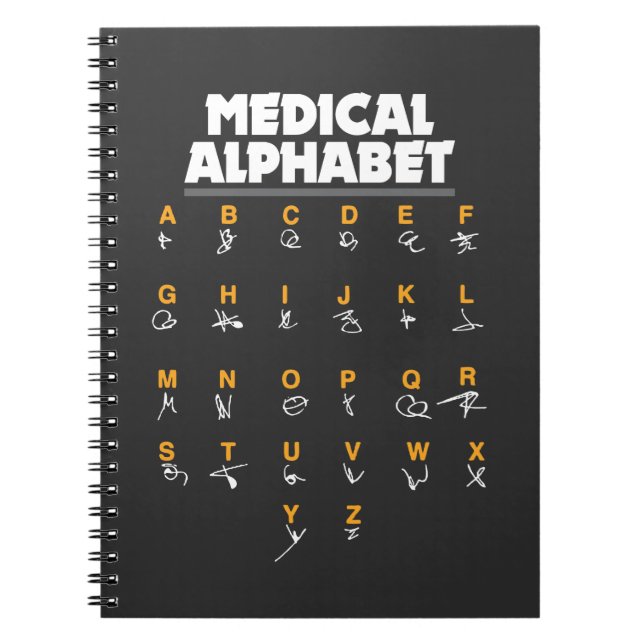 Medicinskt alfabet för doktorsjuksköterskakemister anteckningsbok (Framsidan)