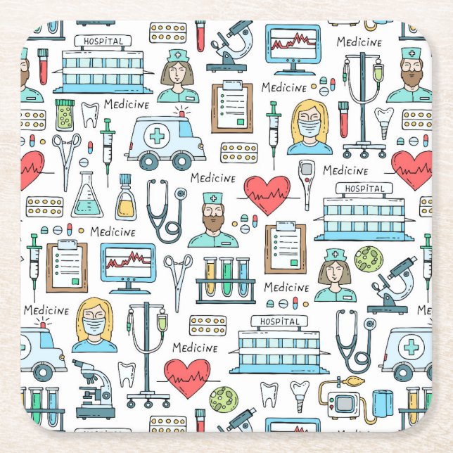 Medicinskt designmönster underlägg papper kvadrat (Framsidan)