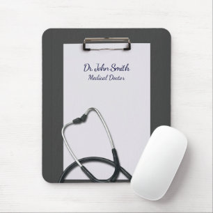 Medicinskt Grått Clipboard med stetoskocope Musmatta