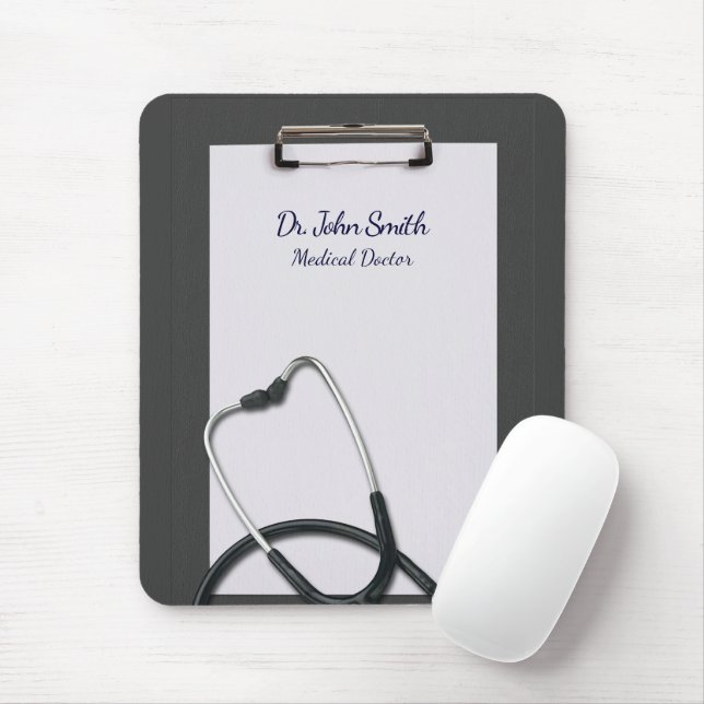 Medicinskt Grått Clipboard med stetoskocope Musmatta (Med mus)