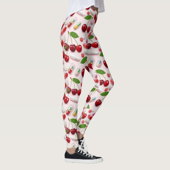 Medicinskt rödkörsbär och Rosa Pill Leggings (Höger)