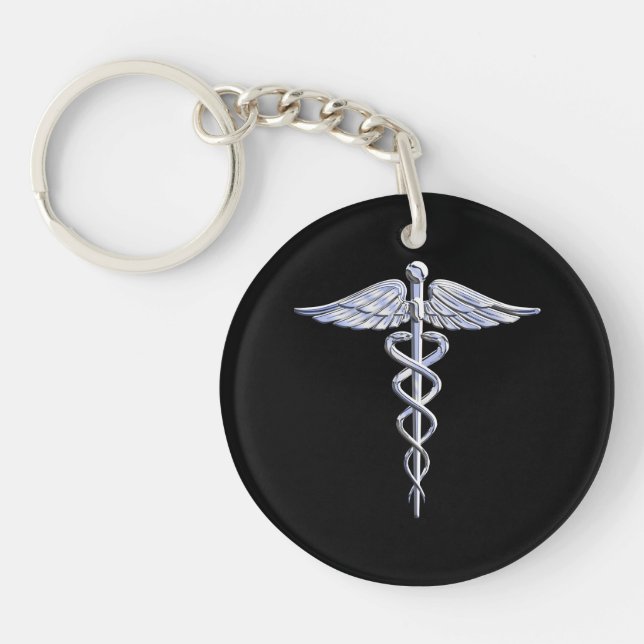 Medicinskt symbol för Caduceus på svart (Framsidan)