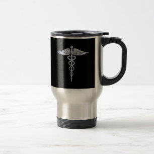 Medicinskt symbol för Caduceus på svart Resemugg