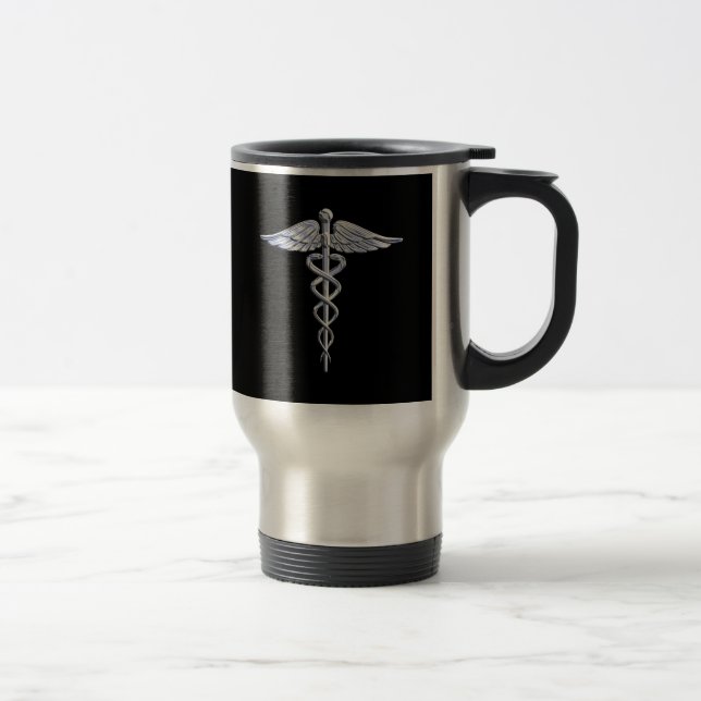 Medicinskt symbol för Caduceus på svart Resemugg (Höger)