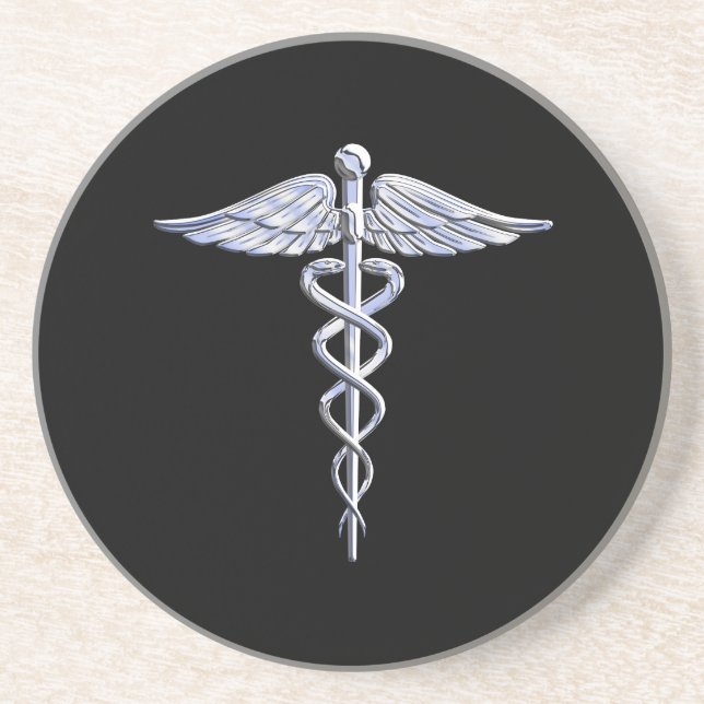 Medicinskt symbol för Caduceus på svart Underlägg (Framsidan)