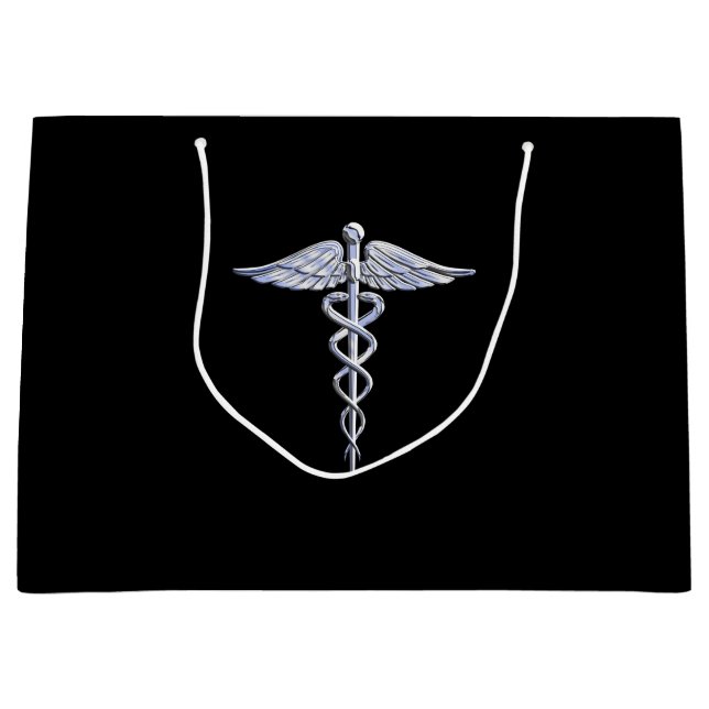 Medicinskt symbol för silverCaduceus på svart (Framsidan)