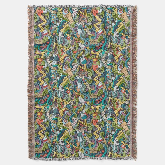 Medicinskt symbolsmönster för abstrakt konst filt (Framsidan Vertikal)