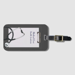 Medicinskt urklipp-Grått med stetoskop Bagagebricka