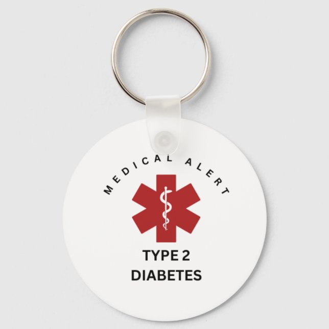 MEDICINSKT VARNINGSTYP AV TYP 2 DIABETES KEYCHAIN NYCKELRING (Framsida)