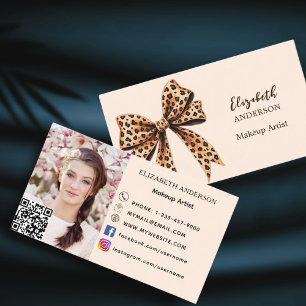 Mediefoto för leopard-båge qr-kod social visitkort