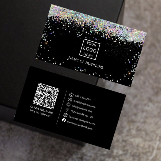 Medieikon för Holografisk Glitter QR-kod Social Visitkort (Skapare uppladdad)