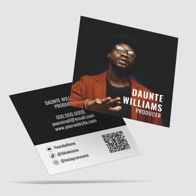Medieikon för modern skannerbar Qr-kod Social Fyrkantigt Visitkort (Modern Scannable Qr Code Social Media Icon Square Business Card
)