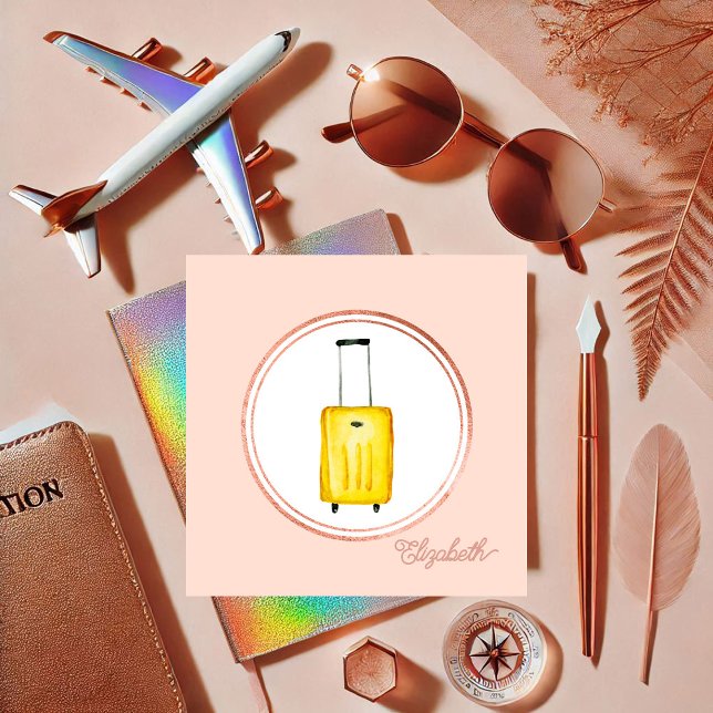 Medieikon för Ro Guld och Rosa Händelser Social Fyrkantigt Visitkort (Rose Gold and Pink Event Planner Social Media Icon Square Business Card)