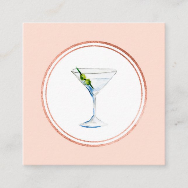 Medieikon för ro Guld och Rosa Hospitality Social Fyrkantigt Visitkort (Framsida)