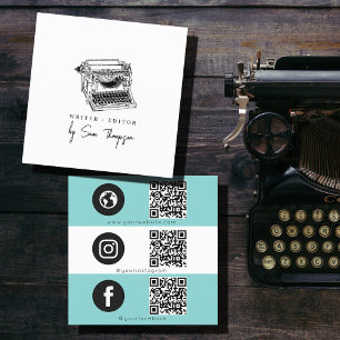 Medieikon för skrivmaskin-redigeraren QR Social-ko Fyrkantigt Visitkort