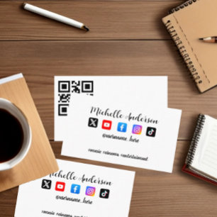 Medieikoner för anpassningsbar färg social QR-kod Visitkort